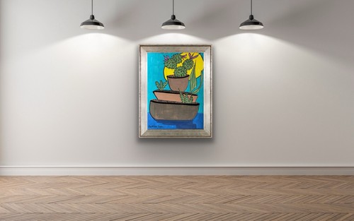 Original Abstract Painting Modern Pop Art Blue Brown Green - photo 3