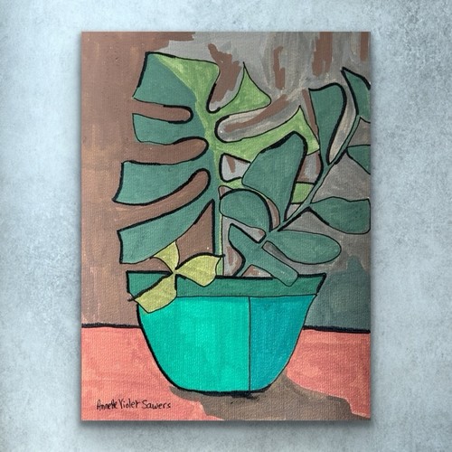 Original Abstract Painting Modern Pop Art Blue Brown Green