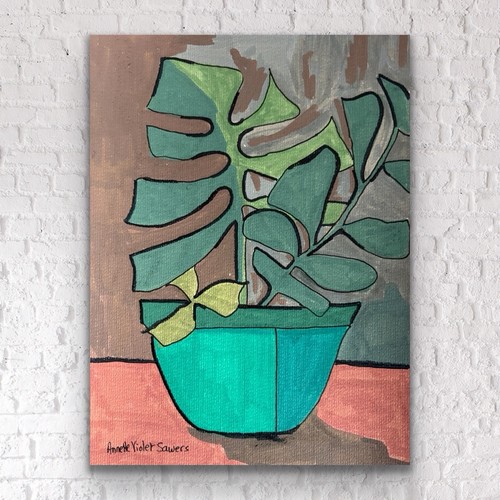 Original Abstract Painting Modern Pop Art Blue Brown Green - photo 2