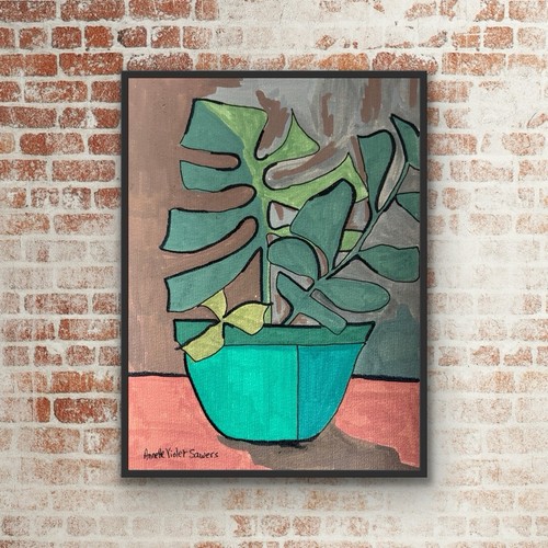 Original Abstract Painting Modern Pop Art Blue Brown Green - photo 3