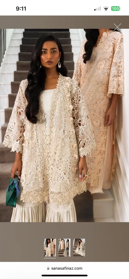 Sana Safinaz Cream Outfit XS