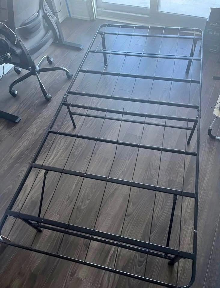 Foldable Twin Metal Platform Bed Frame - Twin Size Steel Support