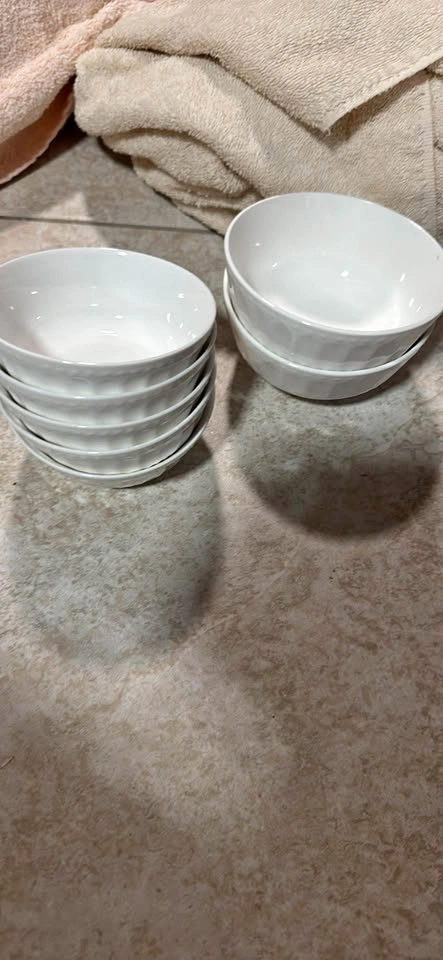 7 White Ceramic Bowls