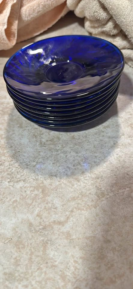 Duralex Vereco "Rivage" Cobalt Blue Swirl