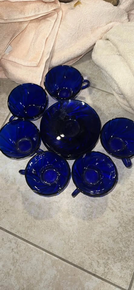 Duralex Vereco "Rivage" Cobalt Blue Swirl - photo 3