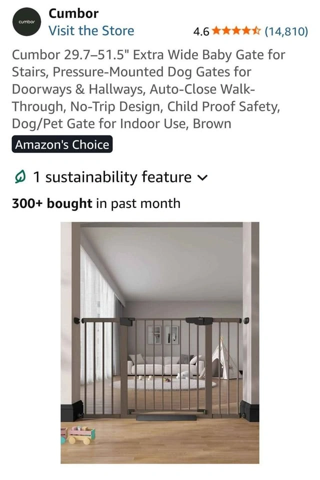 Cumbor 29.7–51.5" Extra Wide Baby Gate for Stairs - photo 2