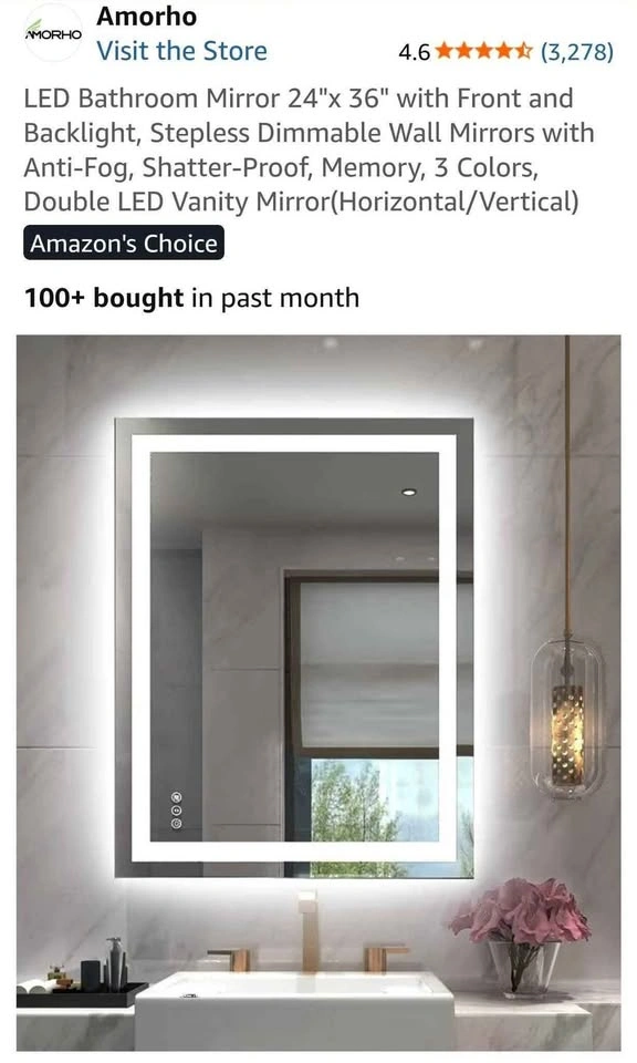 LED Bathroom Mirror 24"x 36" with Front and Backlight - photo 2