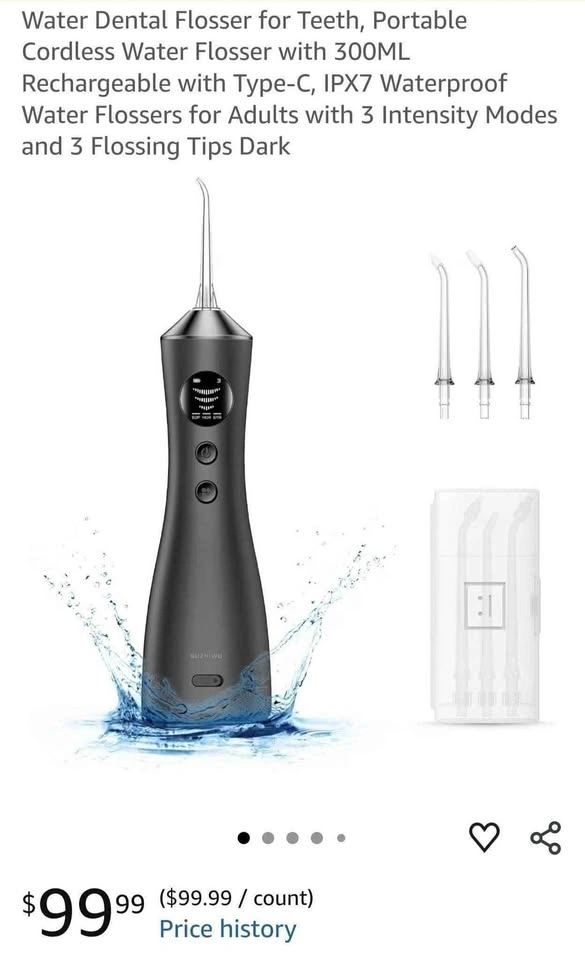 Water Dental Flosser, Portable Cordless, 300ML, Rechargeable - photo 2