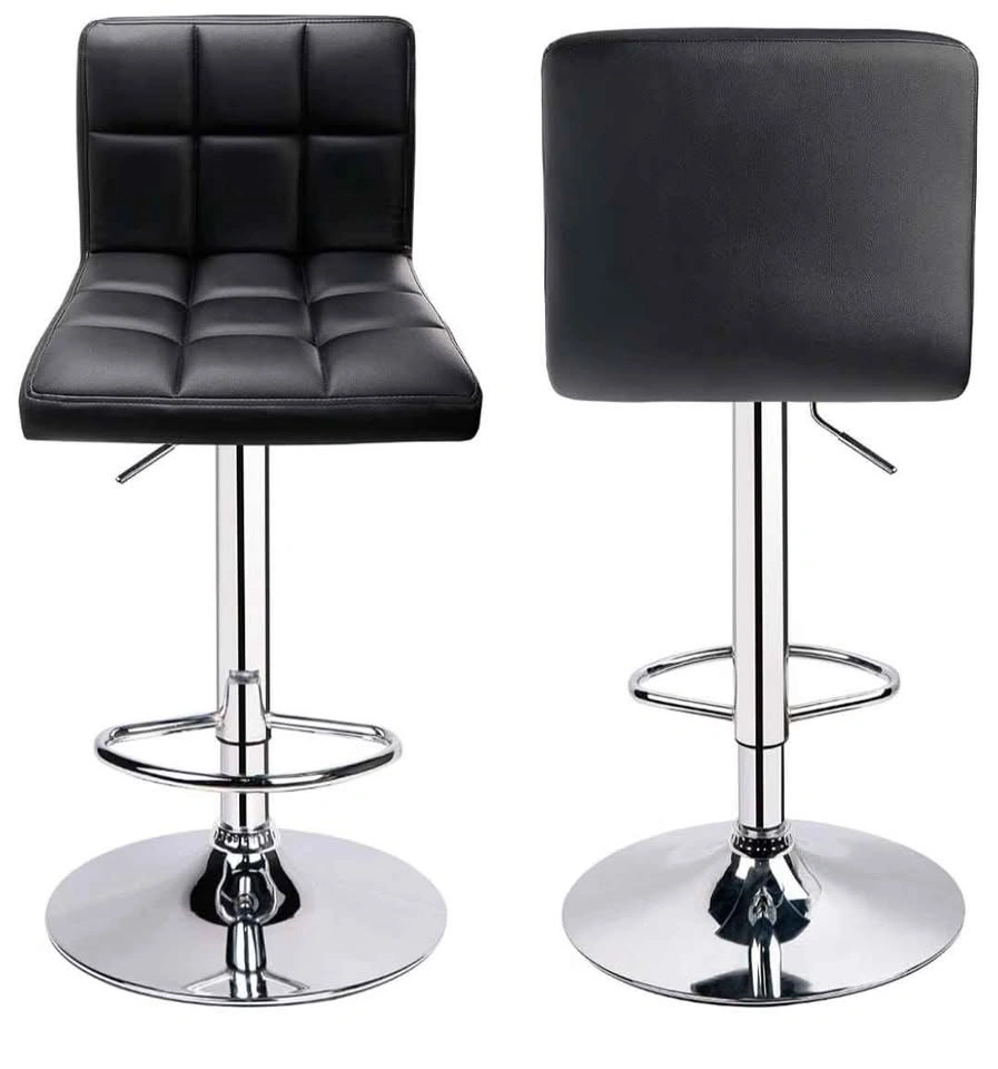 Set of 2 Black Leopard Modern Adjustable Swivel Bar Stools - photo 4