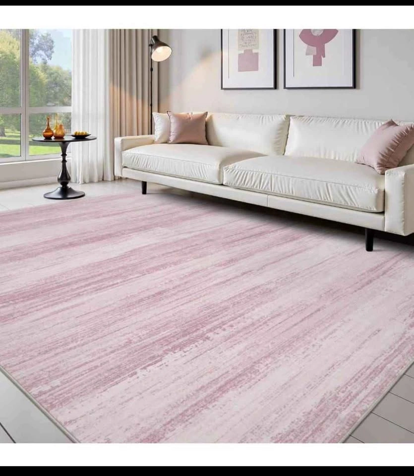8×10 ft Pink and white abstract area rug (BN) - photo 3