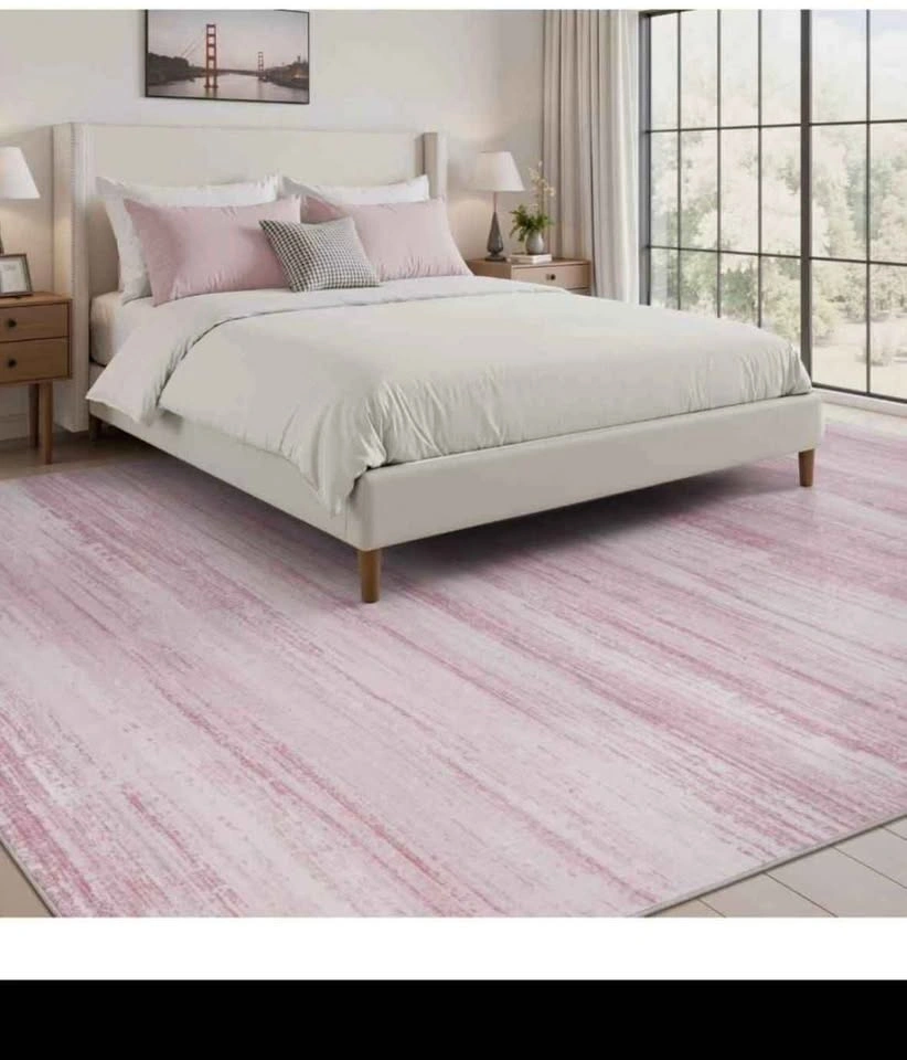 8×10 ft Pink and white abstract area rug (BN) - photo 4