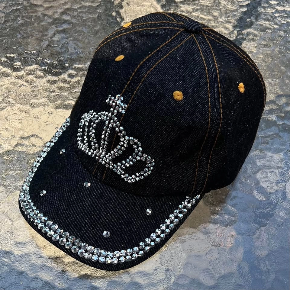 Adjustable Women’s Rhinestone Bejeweled Denim Baseball Cap - photo 2