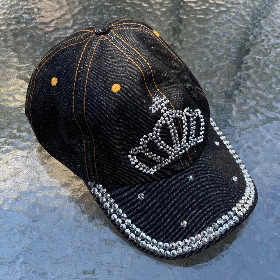 Adjustable Women’s Rhinestone Bejeweled Denim Baseball Cap - photo 3