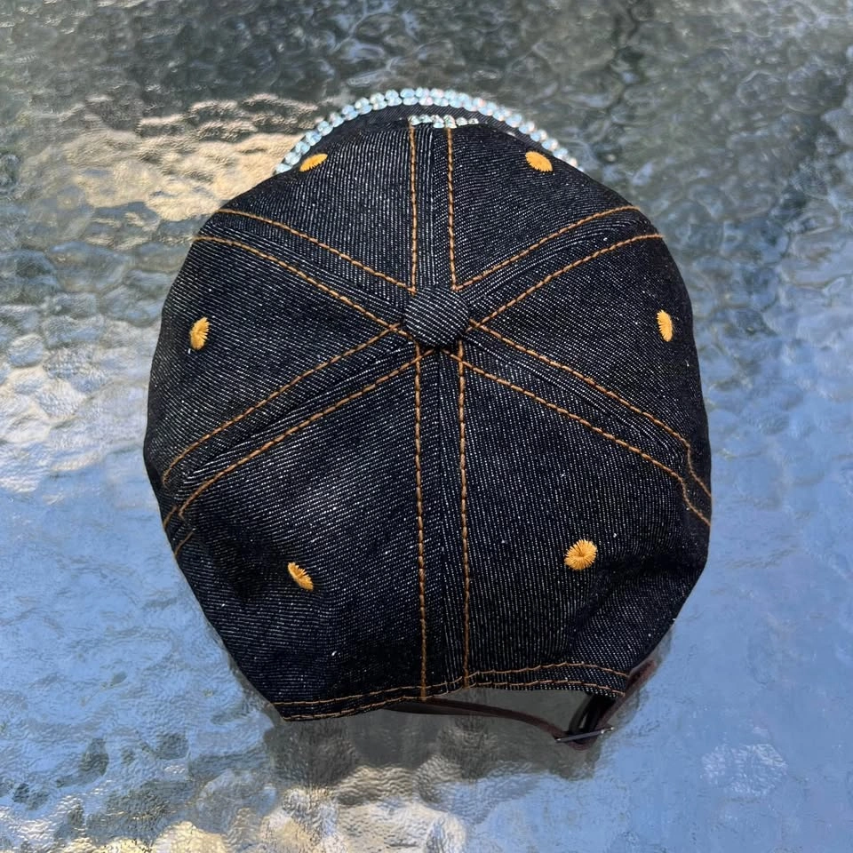 Adjustable Women’s Rhinestone Bejeweled Denim Baseball Cap - photo 4
