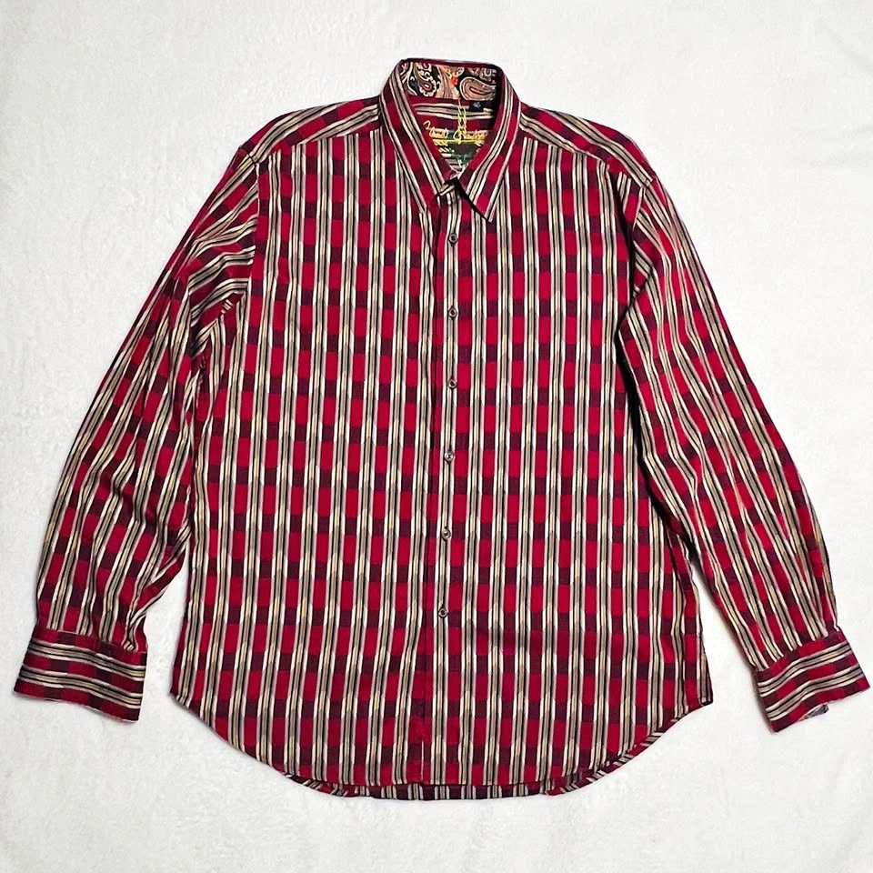 Robert Graham Men’s Geometric Striped Long Sleeve Dress Shirt si