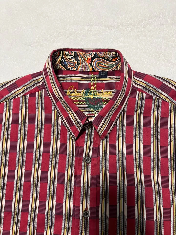 Robert Graham Men’s Geometric Striped Long Sleeve Dress Shirt si - photo 3