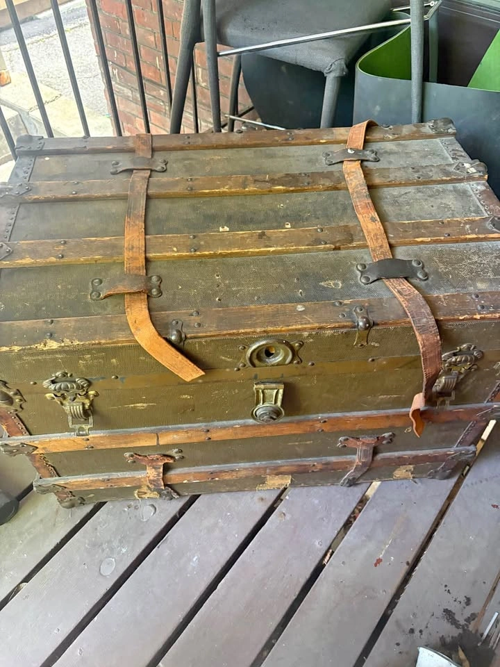 Rare vintage antique large wooden chest