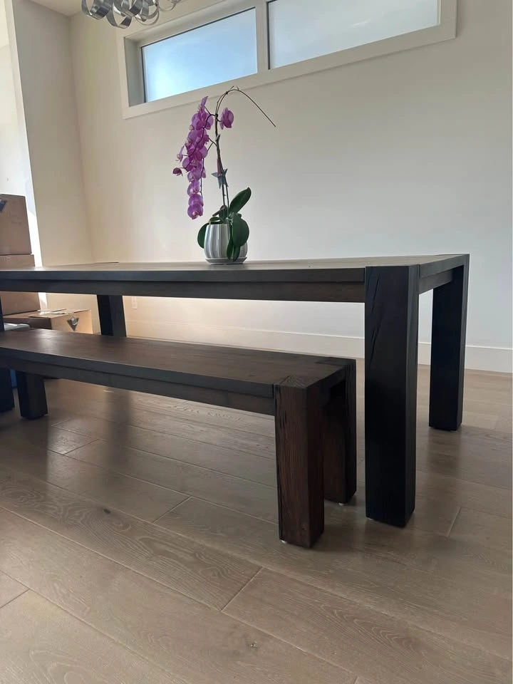 Crate And Barrel - solid oak - Rustic Dark Dining Table - photo 2