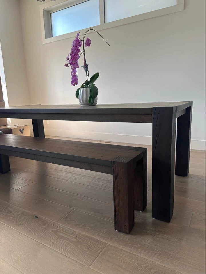 Crate And Barrel - solid oak - Rustic Dark Dining Table - photo 3