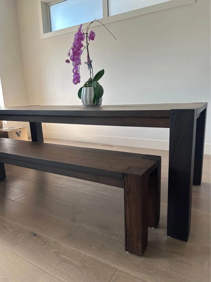 Crate And Barrel - solid oak - Rustic Dark Dining Table - photo 4