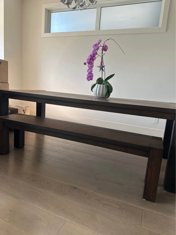 Crate And Barrel - solid oak - Rustic Dark Dining Table - photo 5