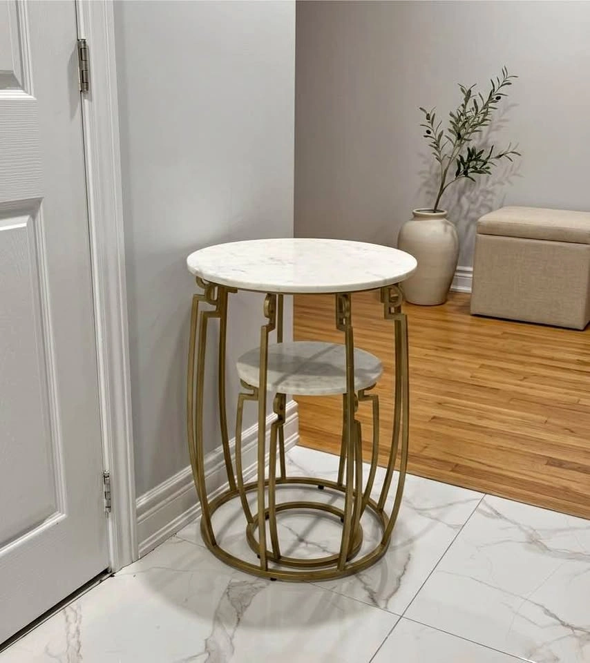 Modern Gold & Marble Nesting Side Tables (Set of 2)