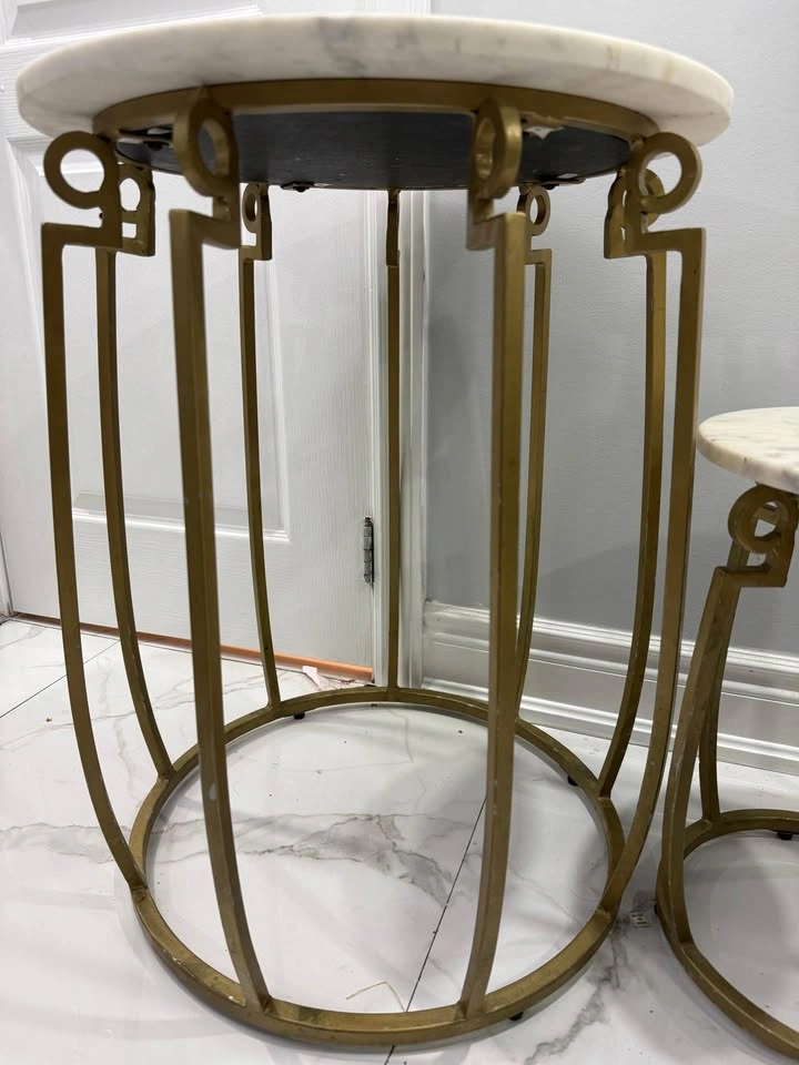 Modern Gold & Marble Nesting Side Tables (Set of 2) - photo 3