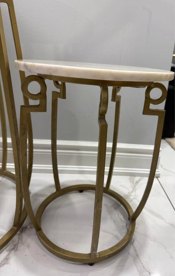 Modern Gold & Marble Nesting Side Tables (Set of 2) - photo 4