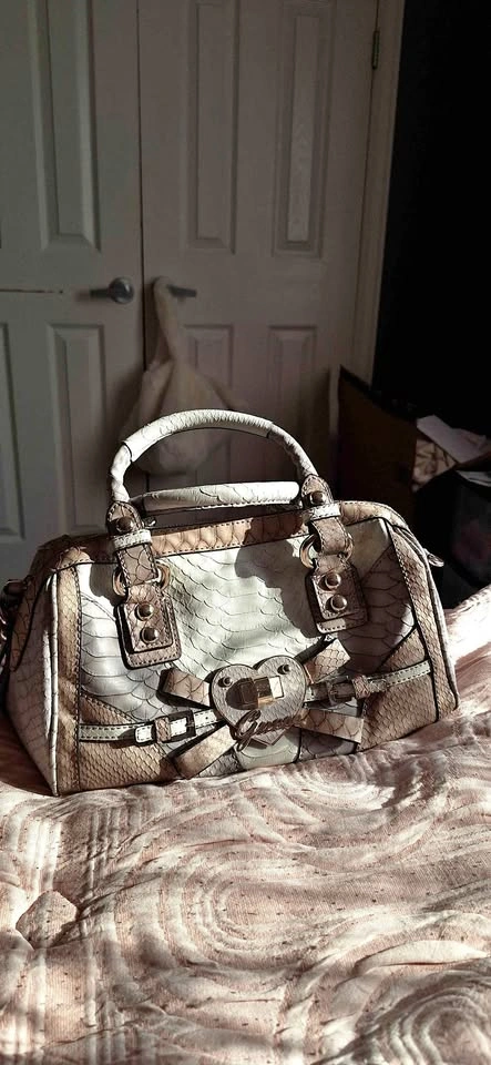 Guess Snakeskin Embossed Satchel Bag