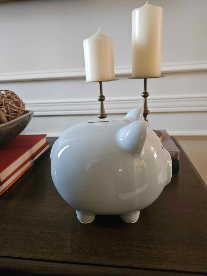 Light Blue Ceramic Piggy Bank - photo 2