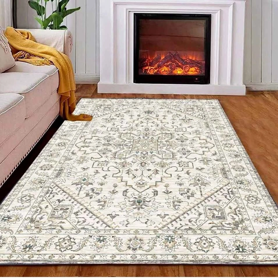 Brand new 8x10 Boho Area Rug - Machine Washable, Non-Slip, Beige