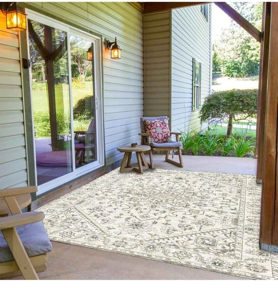 Brand new 8x10 Boho Area Rug - Machine Washable, Non-Slip, Beige - photo 5