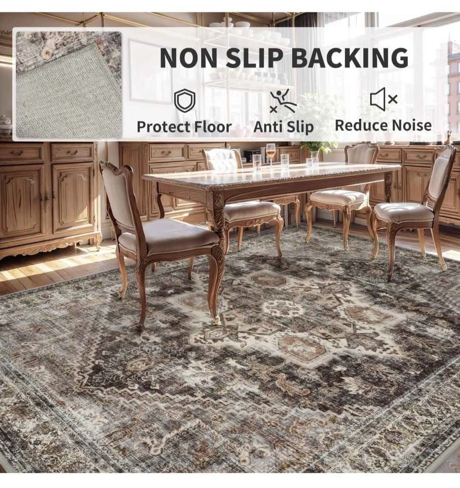 Brand new Vintage 8x10 Area Rug - Machine Washable & Soft - photo 2