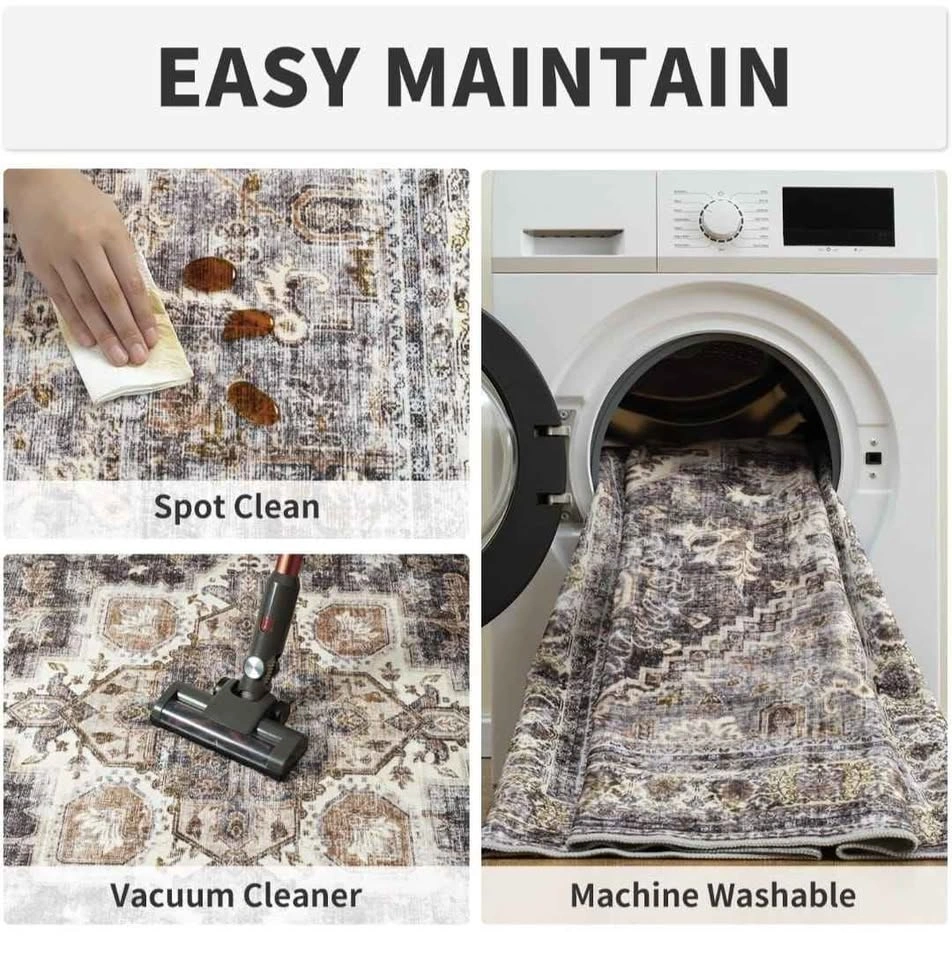 Brand new Vintage 8x10 Area Rug - Machine Washable & Soft - photo 3