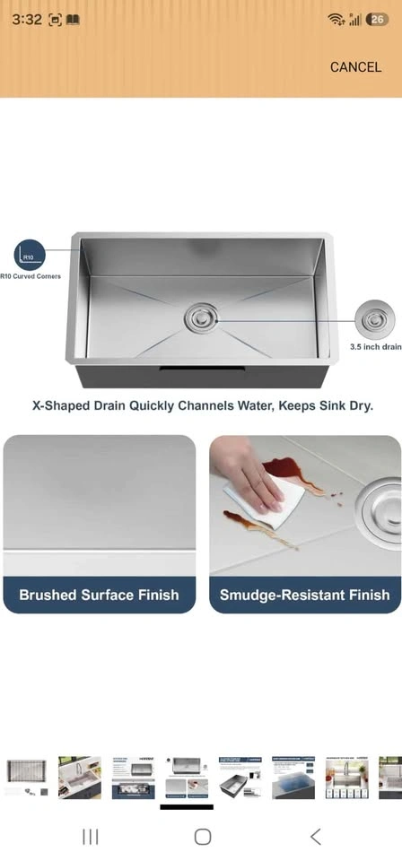Brand New Stainless Steel Kitchen Sink - 33x19x9 Undermount - photo 3