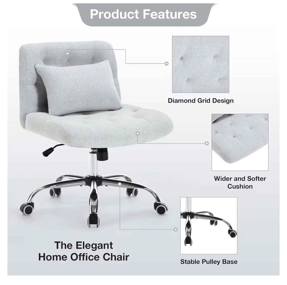 Tufted Armless Home Office Chair with Lumbar Pillow (New) - photo 2