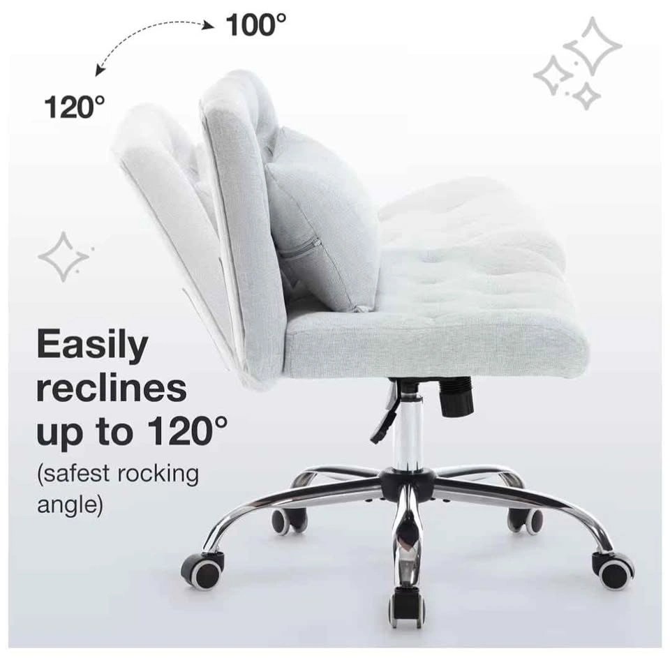 Tufted Armless Home Office Chair with Lumbar Pillow (New) - photo 3