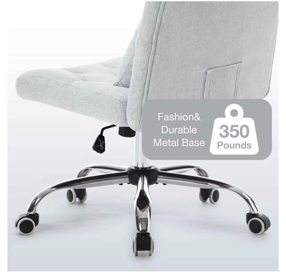 Tufted Armless Home Office Chair with Lumbar Pillow (New) - photo 4