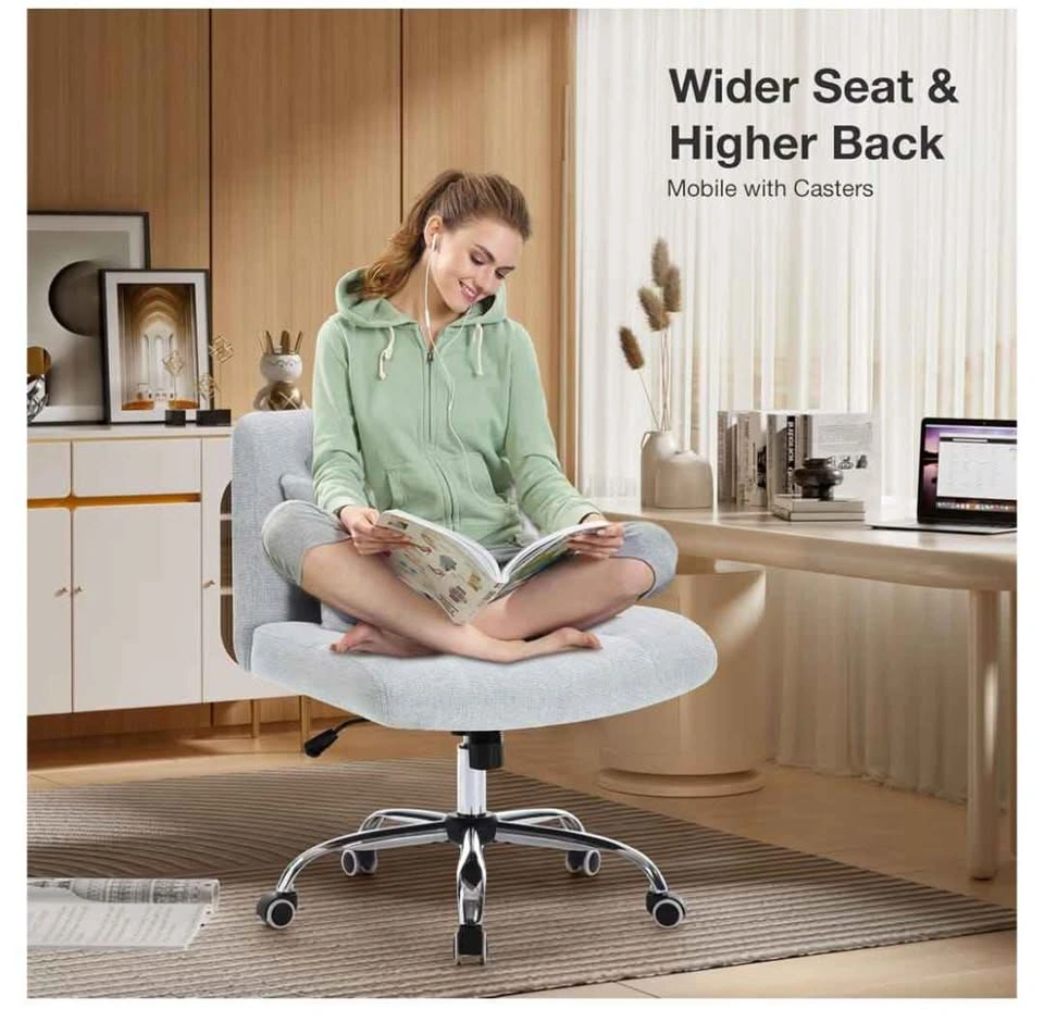 Tufted Armless Home Office Chair with Lumbar Pillow (New) - photo 5