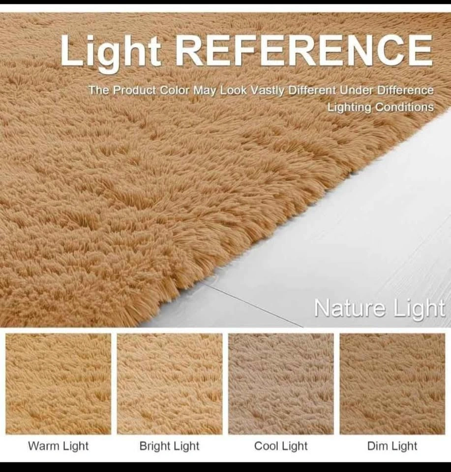 New 6x9 Fluffy Khaki & Brown Shaggy Area Rug - Ultra Soft & Non- - photo 2