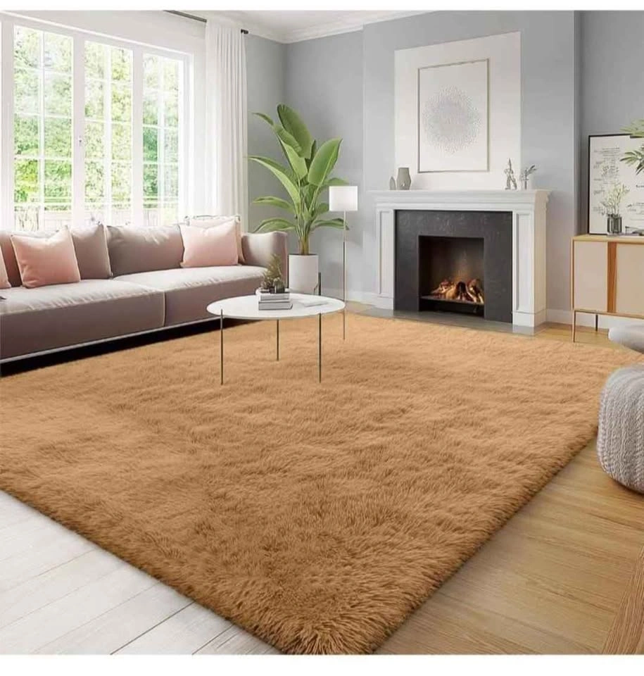 New 6x9 Fluffy Khaki & Brown Shaggy Area Rug - Ultra Soft & Non- - photo 3