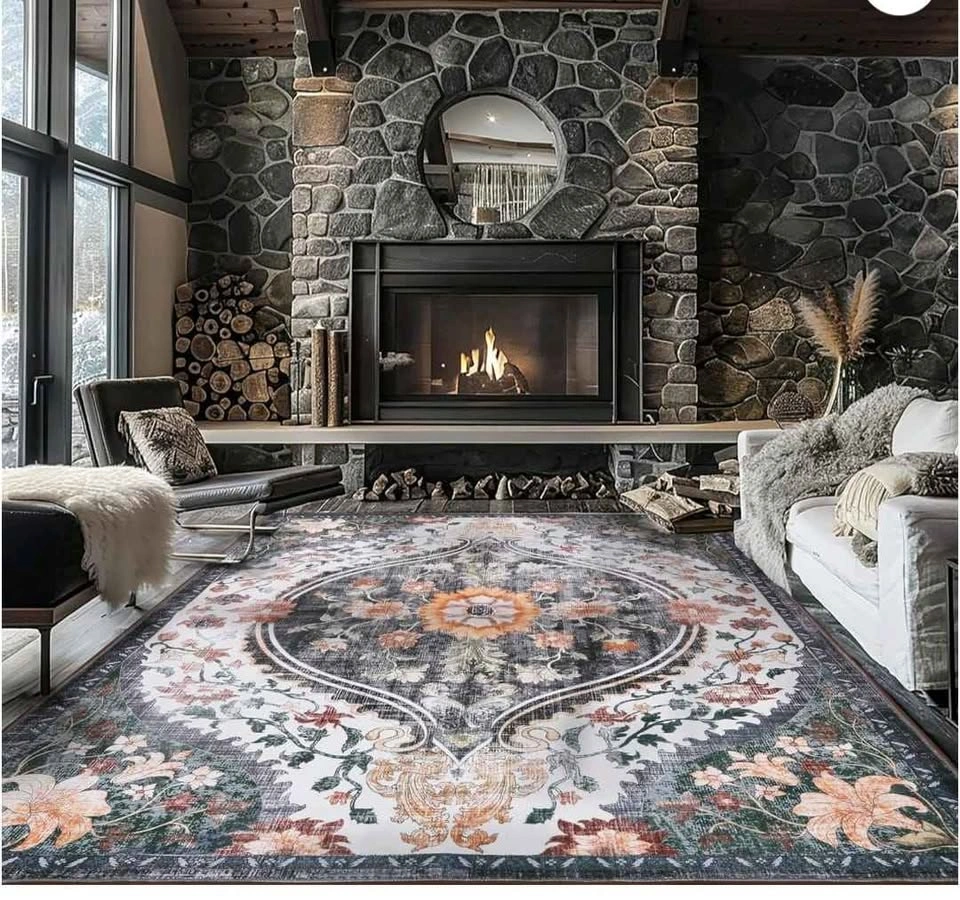 Brand new 5x7 Boho Black/Green Area Rug (Machine Washable / Non- - photo 5