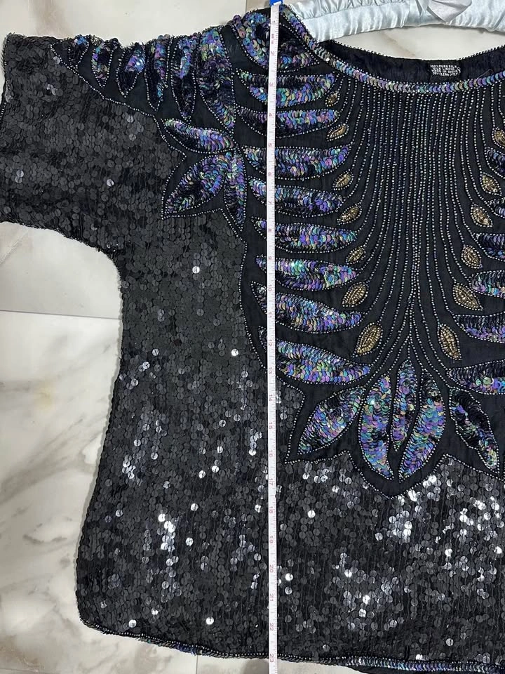 Vintage 100% Silk Beaded and Sequined Evening Top - photo 5