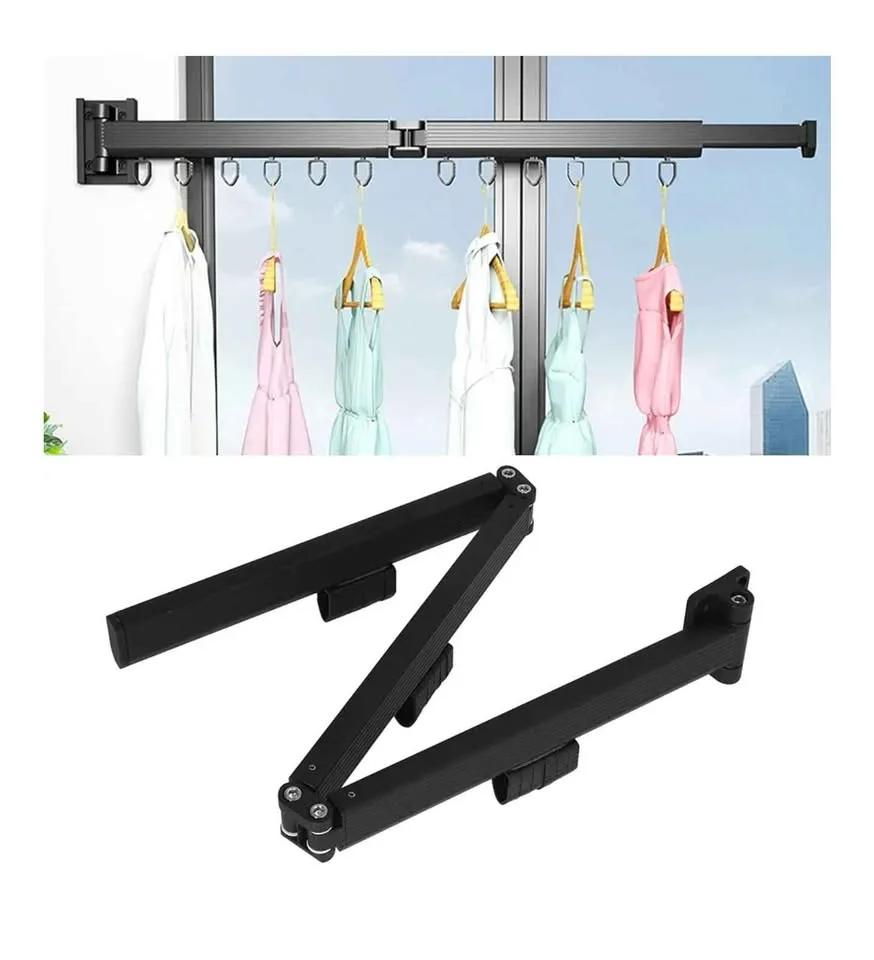 Laundry Drying Rack Retractable 3 Folding Wall Mounted image indicator(4)
