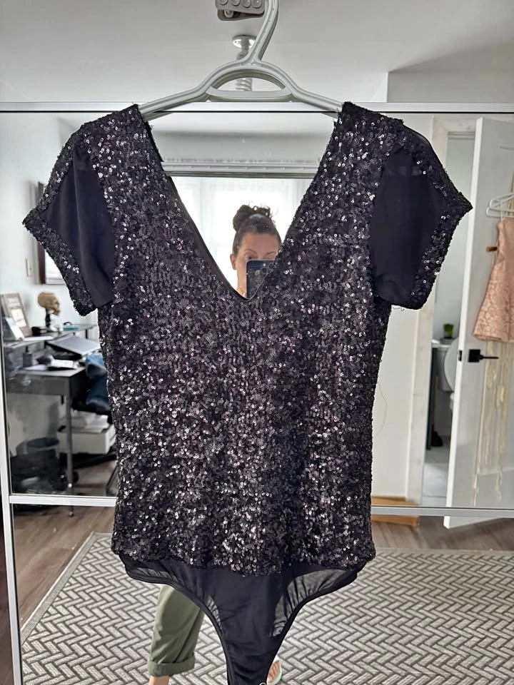 BEBE sequin one piece body suit Size M