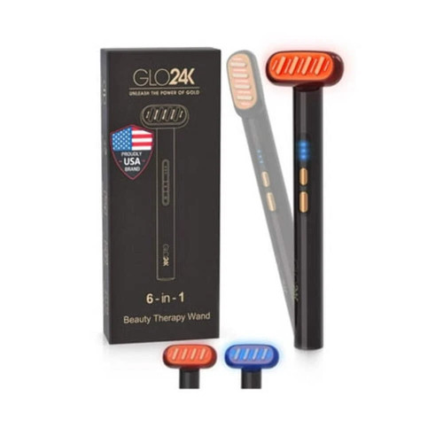 GLO24K Beauty Therapy Wand - Dual LED & Vibration, New
