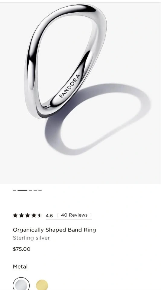 Used Pandora organically shaped band ring - photo 2