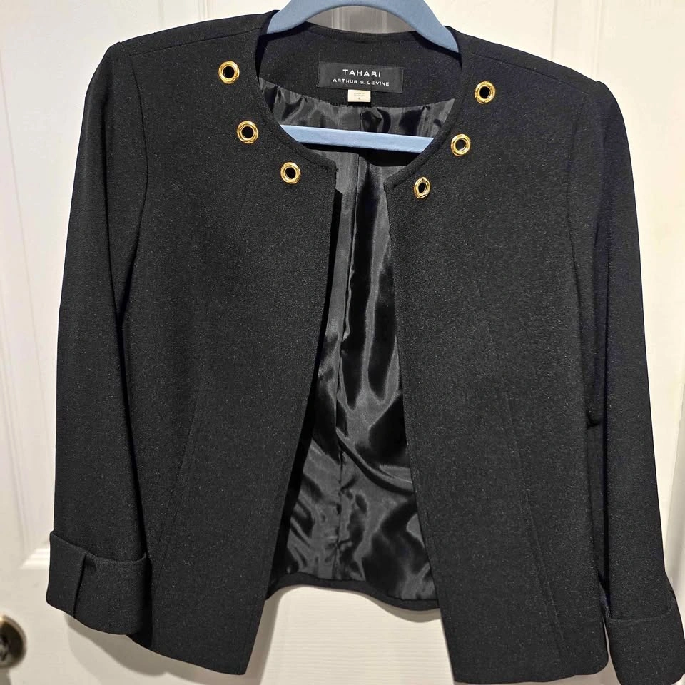 TAHARI Women's Blazer with Gold Details