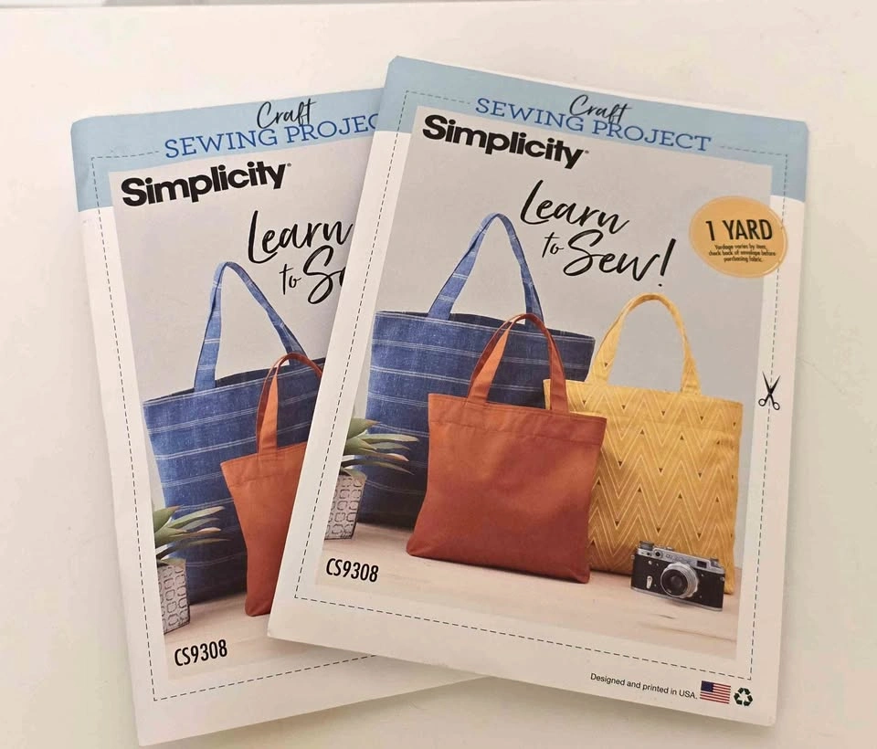 NEW - 2 Simplicity Tote Bag Sewing Patterns
