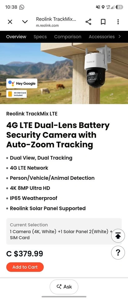 REOLINK TRACKMIX LTE SECURITY CAMERA - photo 4